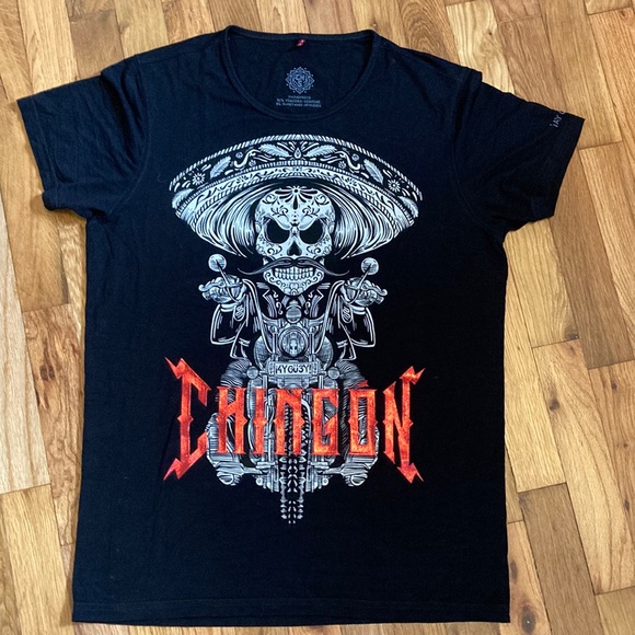 Men’s Ay Guey Black Chingon Tee Skull Size Small Like New Condition - Picture 1 of 9